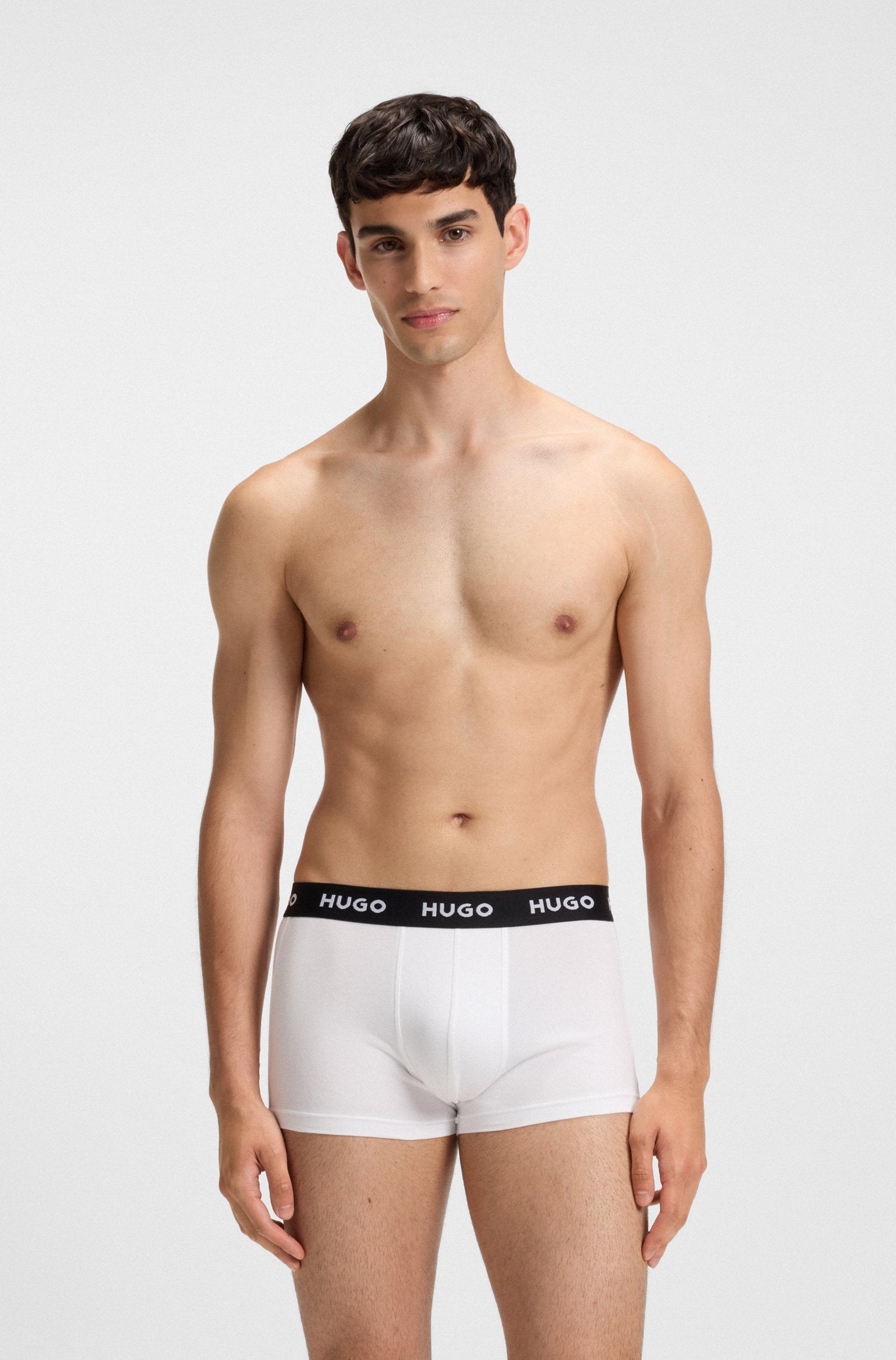 Hugo Three-pack of stretch-cotton trunks | White