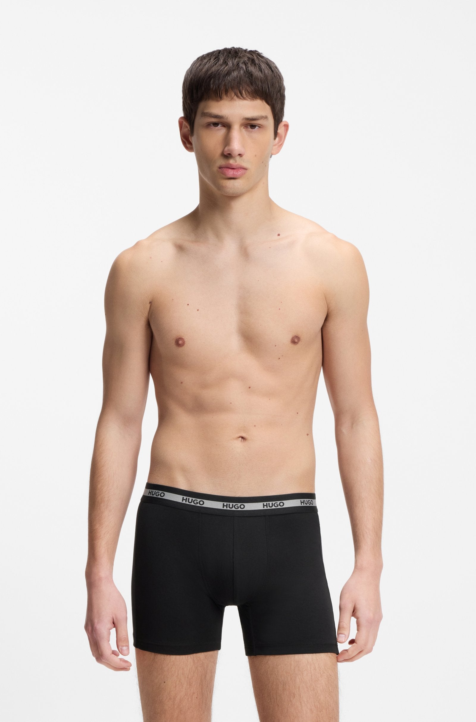 Hugo Three-pack of stretch-cotton trunks | Black