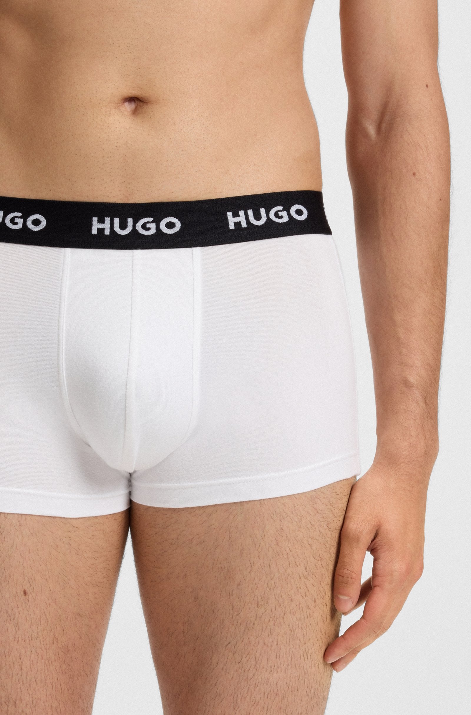 Hugo Three-pack of stretch-cotton trunks | White