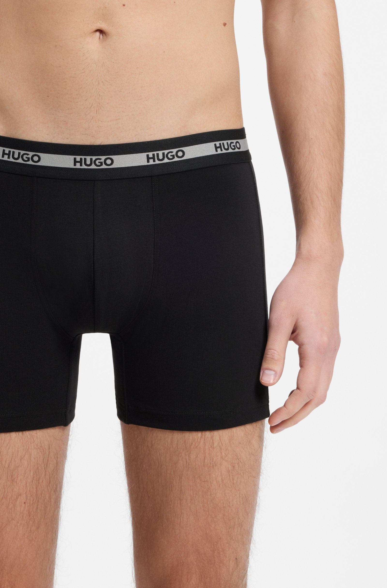 Hugo Three-pack of stretch-cotton trunks | Black